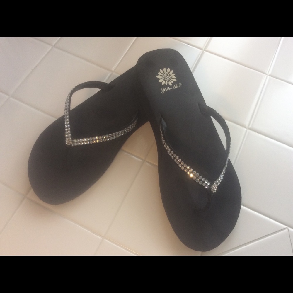Yellow Box Jello Rhinestone Flip Flops
